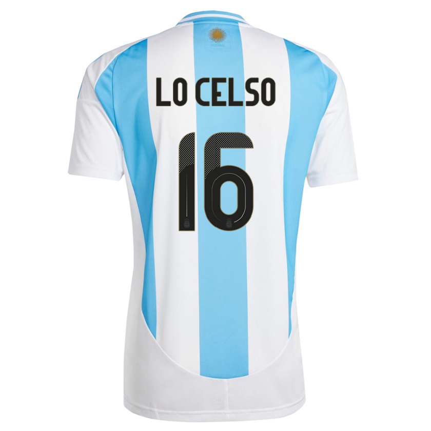 Kandiny Gyermek Argentína Giovani Lo Celso #16 Fehér Kék Hazai Jersey 24-26 Mez Póló Ing