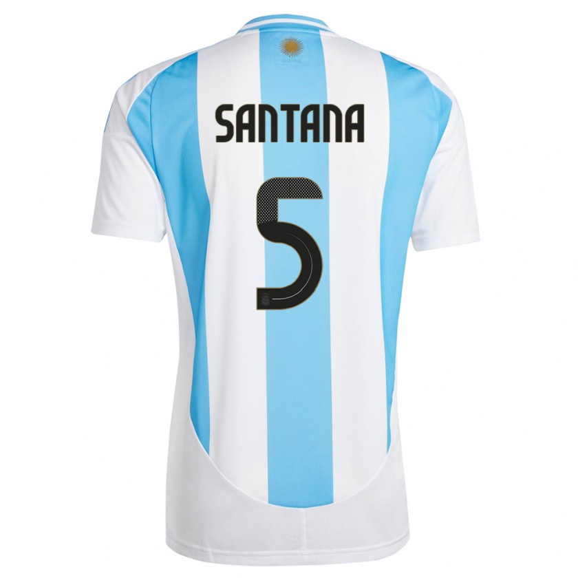 Kandiny Gyermek Argentína Vanesa Santana #5 Fehér Kék Hazai Jersey 24-26 Mez Póló Ing