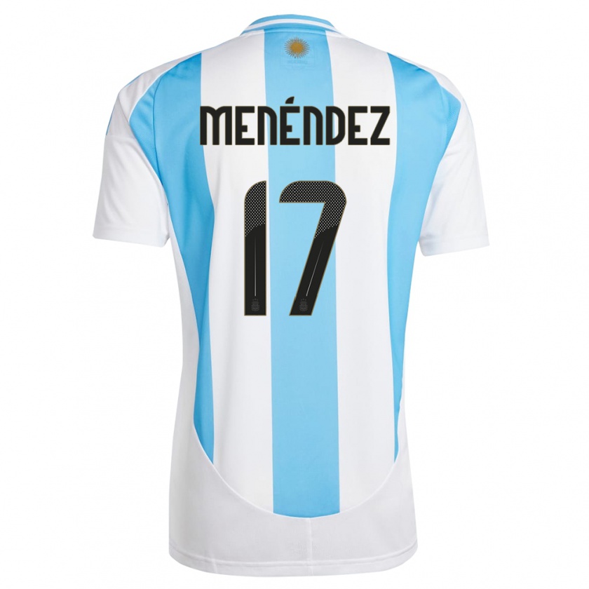 Kandiny Gyermek Argentína Milagros Menendez #17 Fehér Kék Hazai Jersey 24-26 Mez Póló Ing