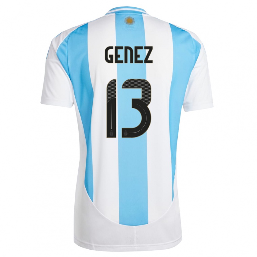 Kandiny Gyermek Argentína Nahuel Genez #13 Fehér Kék Hazai Jersey 24-26 Mez Póló Ing