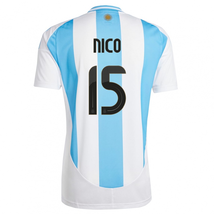 Kandiny Gyermek Argentína Nico #15 Fehér Kék Hazai Jersey 24-26 Mez Póló Ing