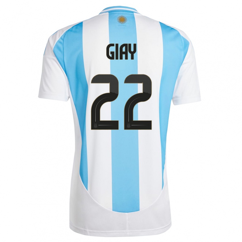 Kandiny Gyermek Argentína Agustin Giay #22 Fehér Kék Hazai Jersey 24-26 Mez Póló Ing