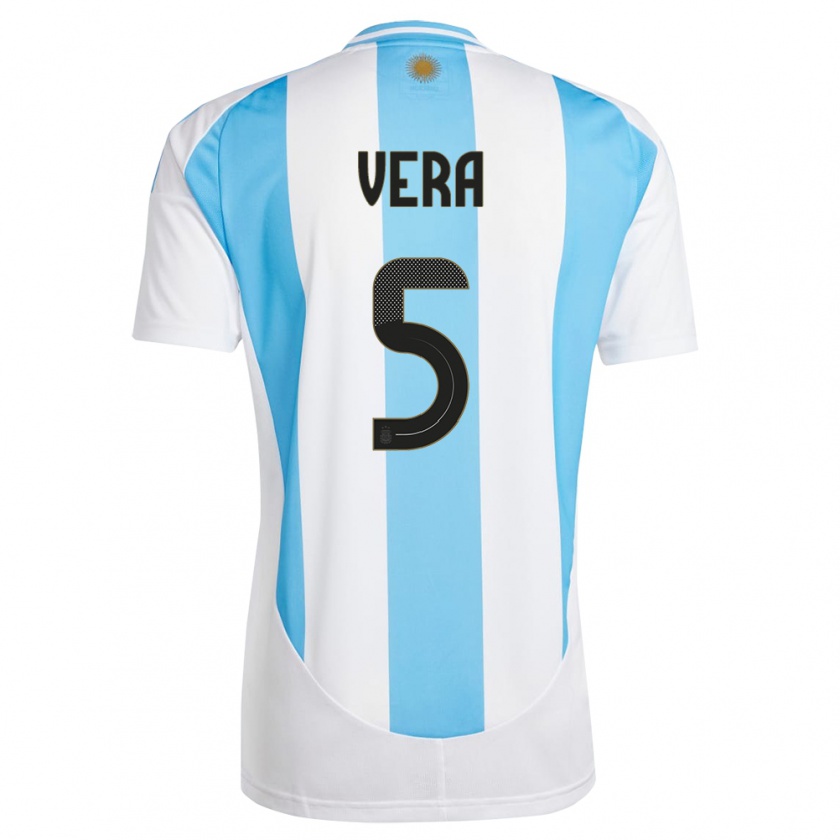 Kandiny Gyermek Argentína Fausto Vera #5 Fehér Kék Hazai Jersey 24-26 Mez Póló Ing