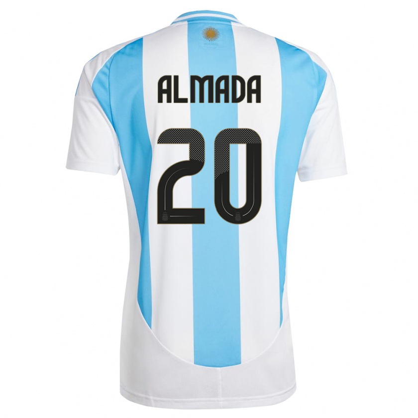 Kandiny Gyermek Argentína Thiago Almada #20 Fehér Kék Hazai Jersey 24-26 Mez Póló Ing