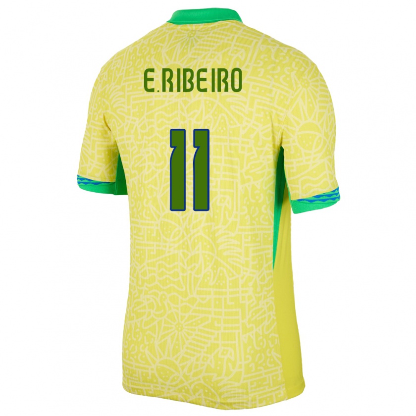 Kandiny Gyermek Brazília Everton Ribeiro #11 Sárga Hazai Jersey 24-26 Mez Póló Ing