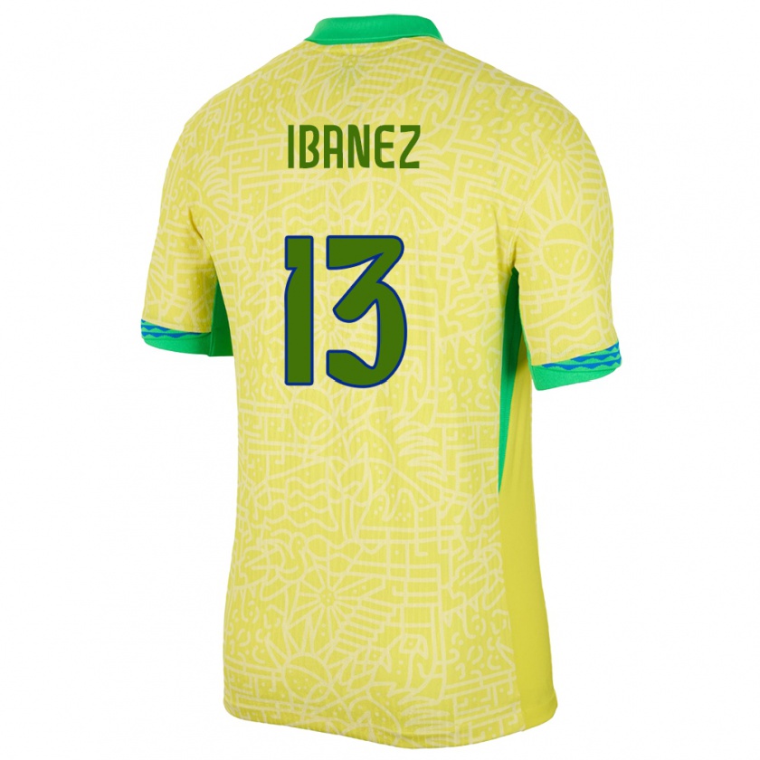 Kandiny Gyermek Brazília Roger Ibanez #13 Sárga Hazai Jersey 24-26 Mez Póló Ing