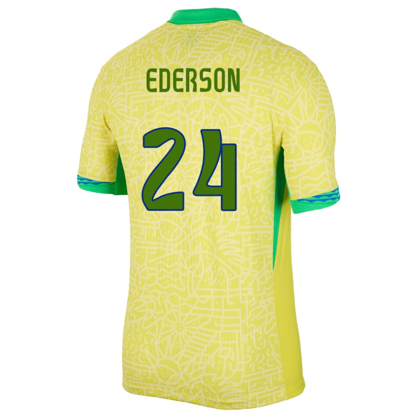 Kandiny Gyermek Brazília Ederson #24 Sárga Hazai Jersey 24-26 Mez Póló Ing