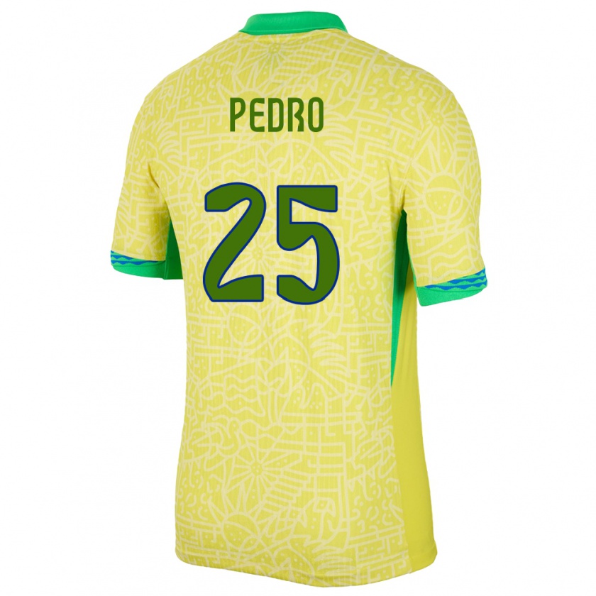 Kandiny Gyermek Brazília Pedro #25 Sárga Hazai Jersey 24-26 Mez Póló Ing