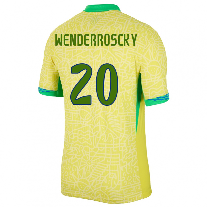 Kandiny Gyermek Brazília Arthur Wenderroscky #20 Sárga Hazai Jersey 24-26 Mez Póló Ing