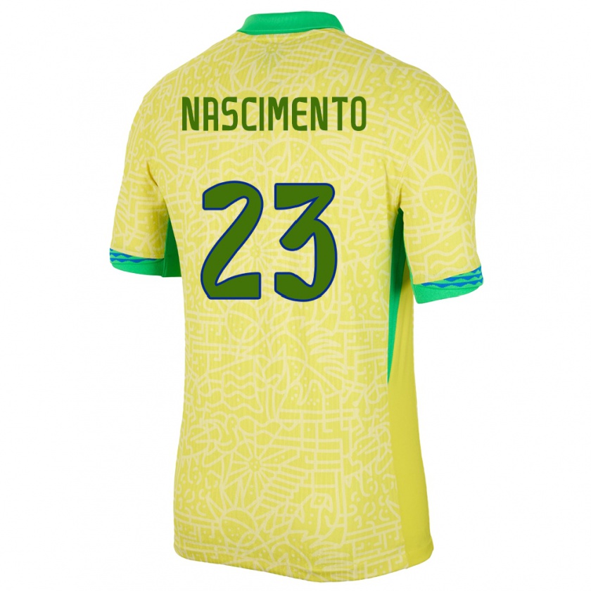 Kandiny Gyermek Brazília Matheus Nascimento #23 Sárga Hazai Jersey 24-26 Mez Póló Ing