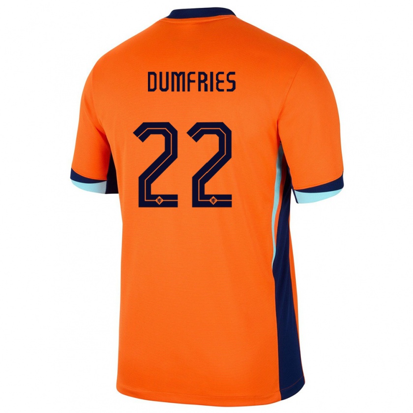 Kandiny Gyermek Hollandia Denzel Dumfries #22 Narancs Hazai Jersey 24-26 Mez Póló Ing