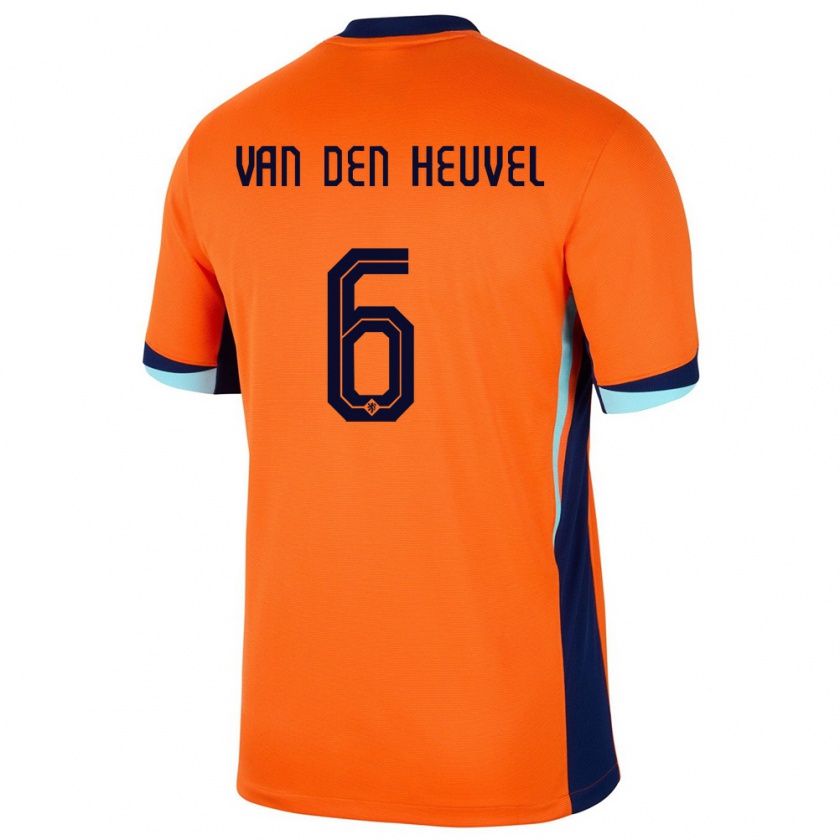 Kandiny Gyermek Hollandia Tim Van Den Heuvel #6 Narancs Hazai Jersey 24-26 Mez Póló Ing