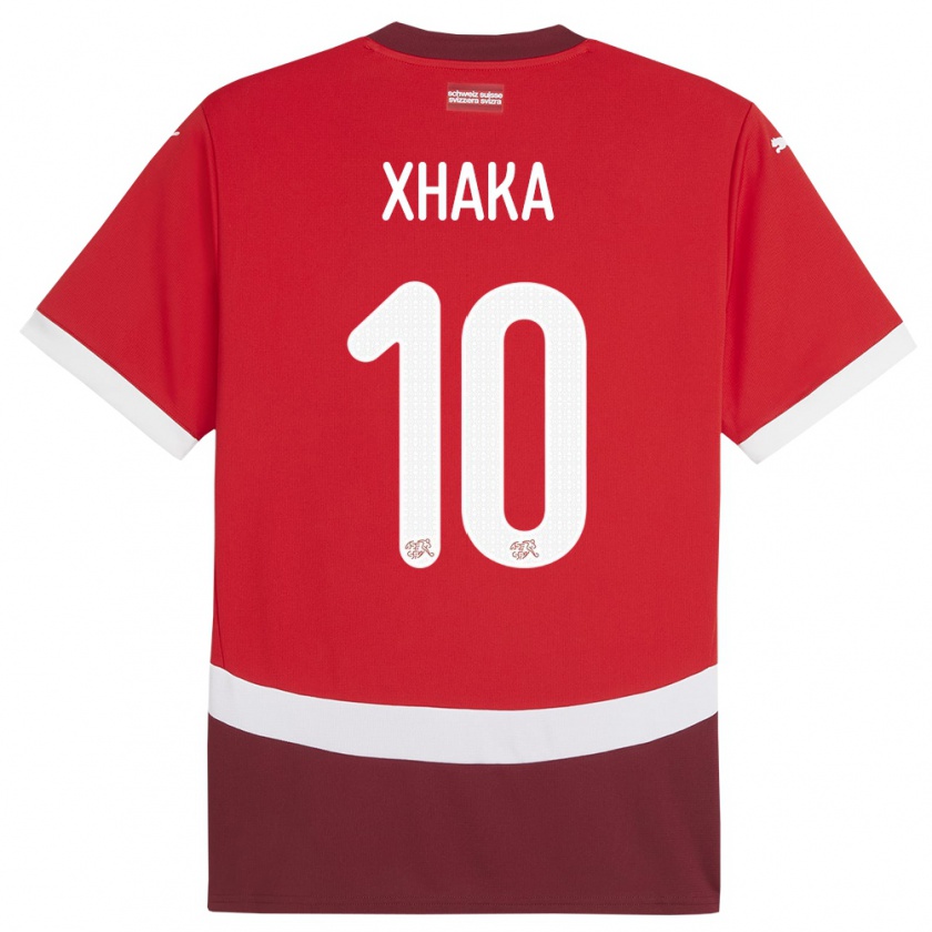 Kandiny Gyermek Svájc Granit Xhaka #10 Piros Hazai Jersey 24-26 Mez Póló Ing