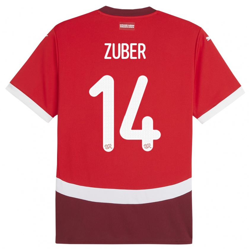 Kandiny Gyermek Svájc Steven Zuber #14 Piros Hazai Jersey 24-26 Mez Póló Ing