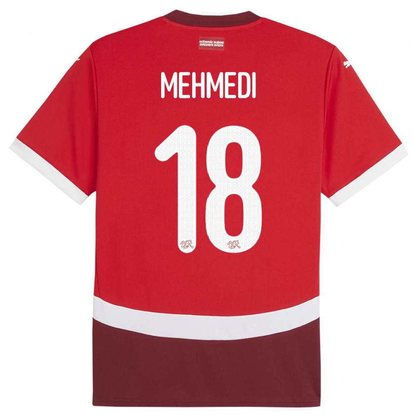 Kandiny Gyermek Svájc Admir Mehmedi #18 Piros Hazai Jersey 24-26 Mez Póló Ing