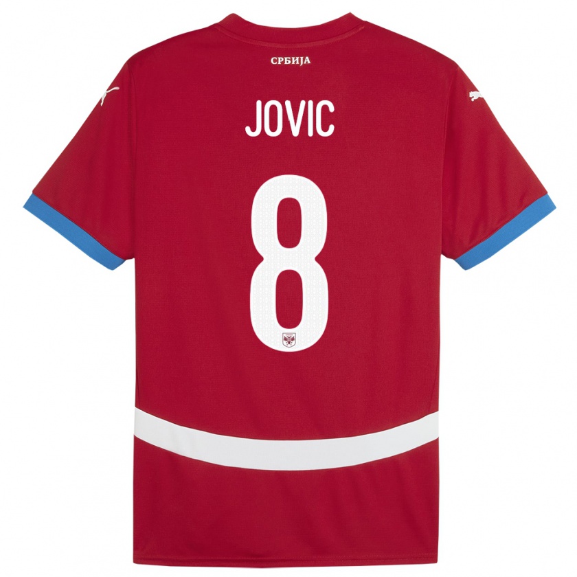 Kandiny Gyermek Szerbia Luka Jovic #8 Piros Hazai Jersey 24-26 Mez Póló Ing