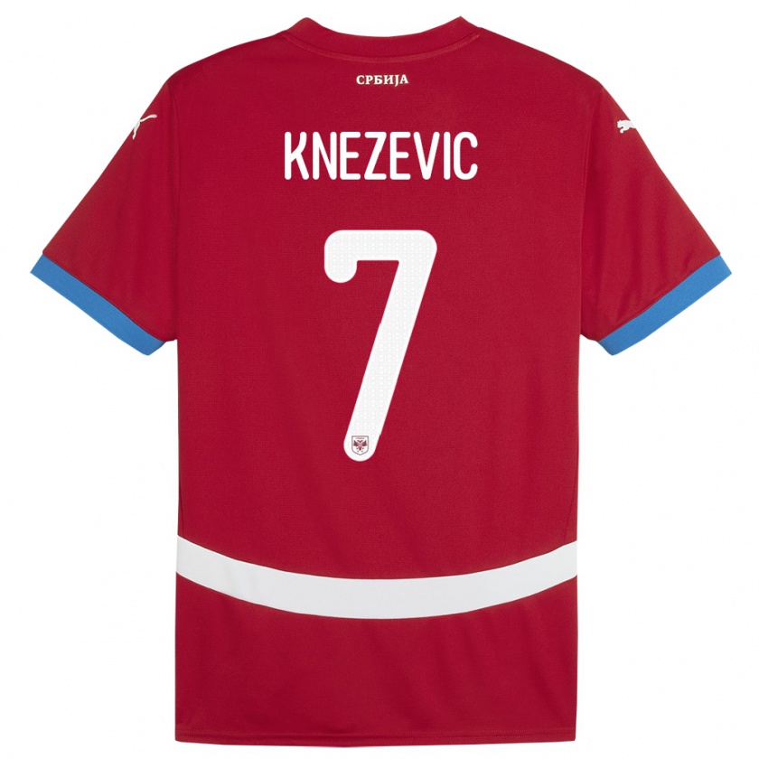 Kandiny Gyermek Szerbia Nikola Knezevic #7 Piros Hazai Jersey 24-26 Mez Póló Ing