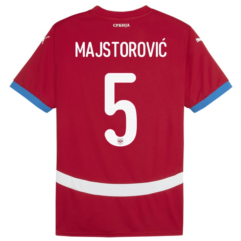 Kandiny Gyermek Szerbia Milan Majstorovic #5 Piros Hazai Jersey 24-26 Mez Póló Ing