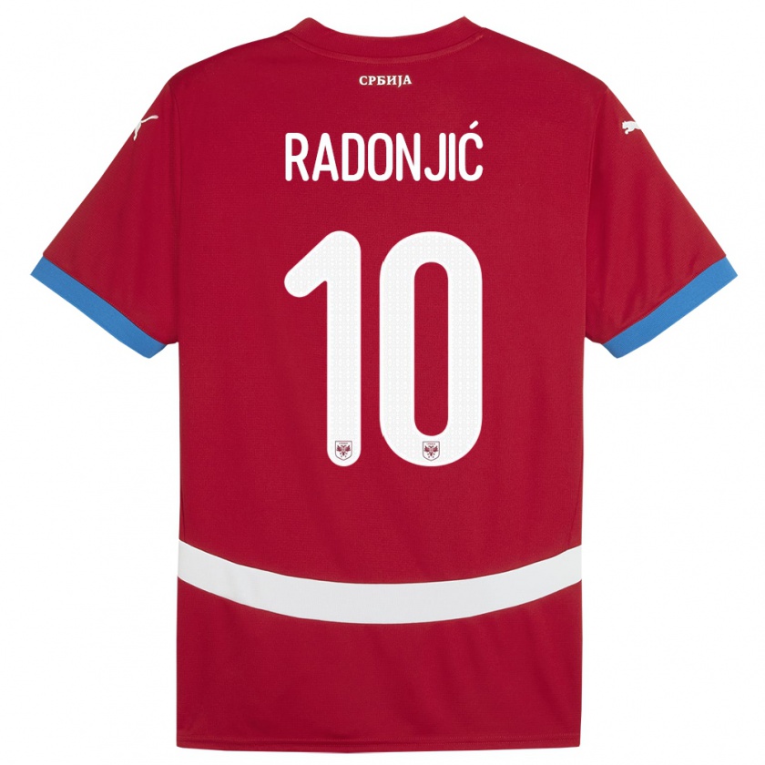 Kandiny Gyermek Szerbia Mateja Radonjic #10 Piros Hazai Jersey 24-26 Mez Póló Ing