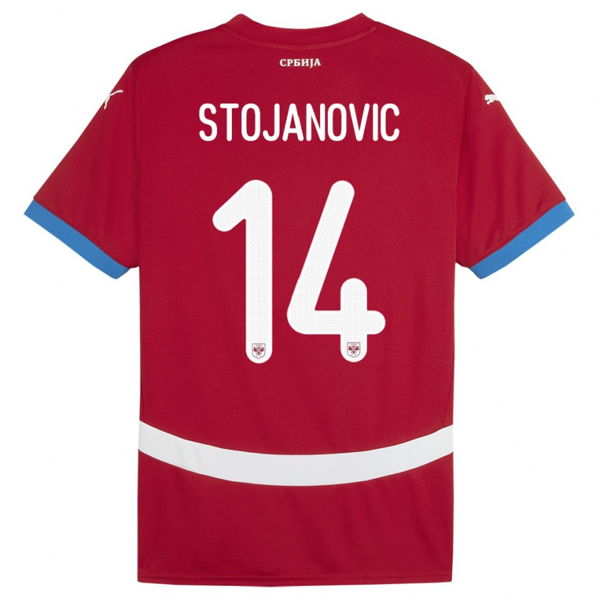 Kandiny Gyermek Szerbia Matija Stojanovic #14 Piros Hazai Jersey 24-26 Mez Póló Ing