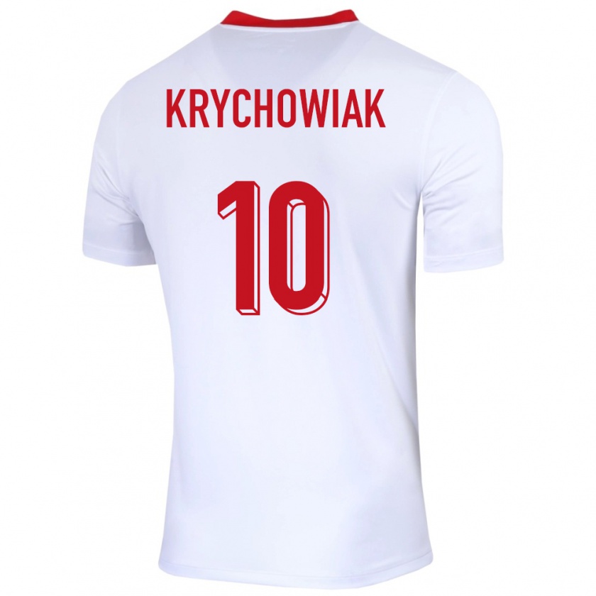 Kandiny Gyermek Lengyelország Grzegorz Krychowiak #10 Fehér Hazai Jersey 24-26 Mez Póló Ing