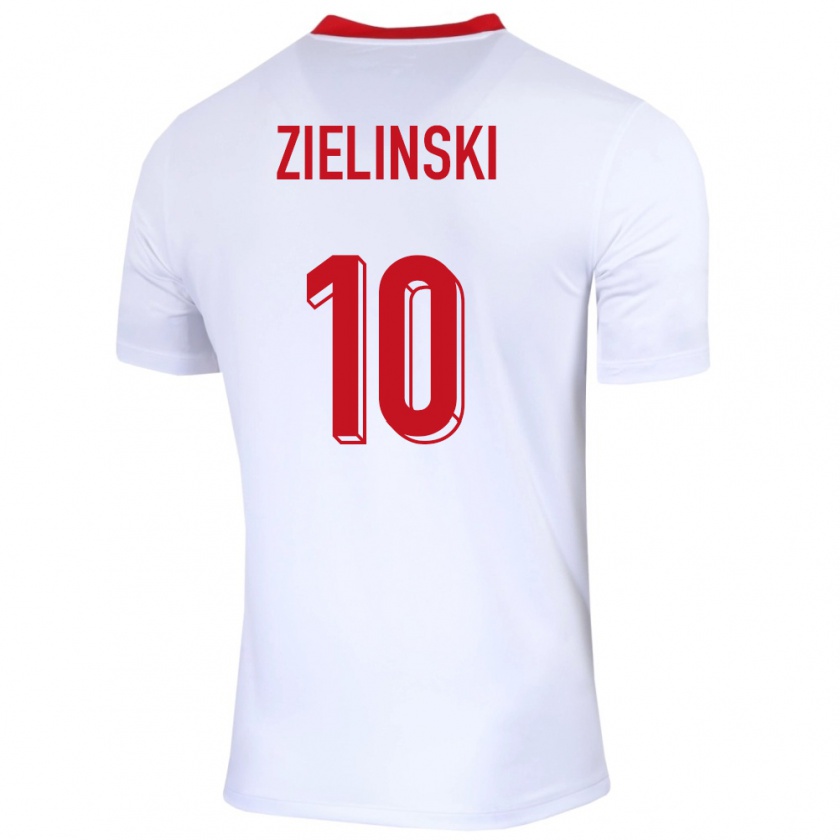 Kandiny Gyermek Lengyelország Piotr Zielinski #10 Fehér Hazai Jersey 24-26 Mez Póló Ing