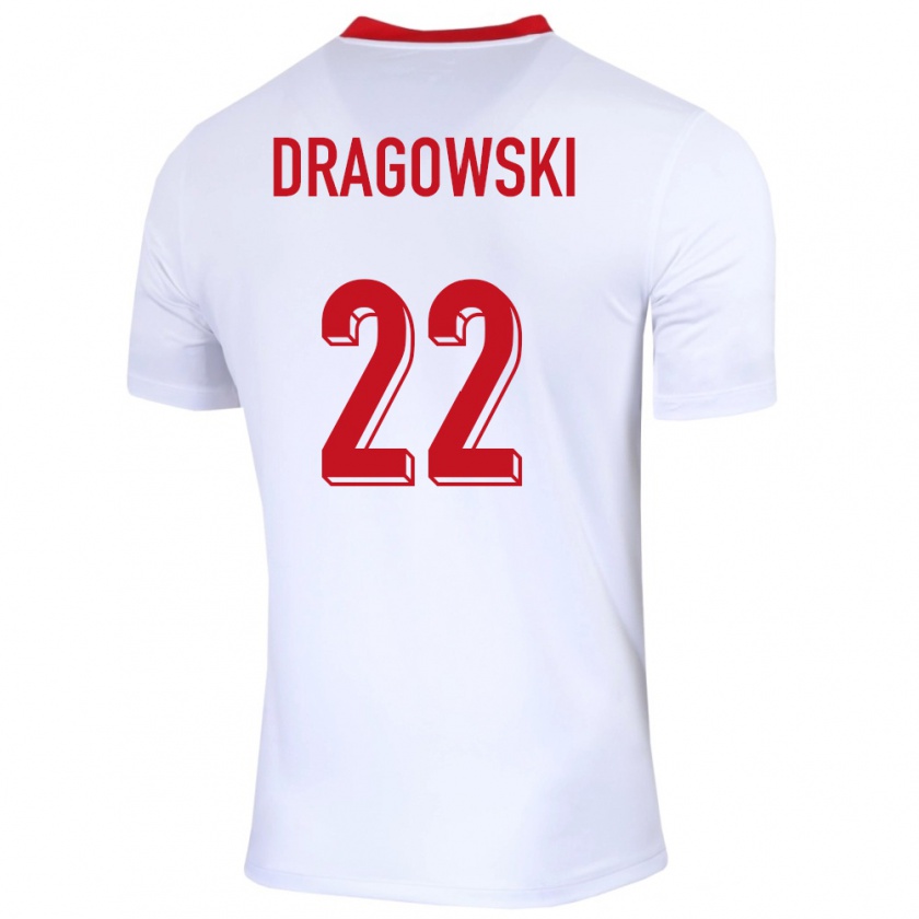 Kandiny Gyermek Lengyelország Bartlomiej Dragowski #22 Fehér Hazai Jersey 24-26 Mez Póló Ing