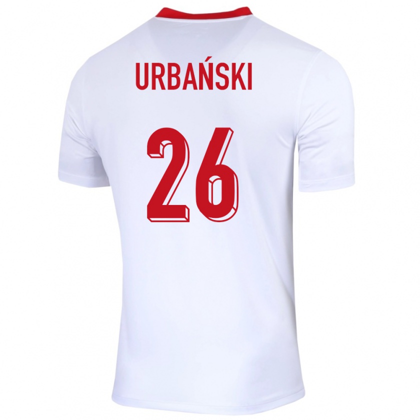 Kandiny Gyermek Lengyelország Kacper Urbanski #26 Fehér Hazai Jersey 24-26 Mez Póló Ing