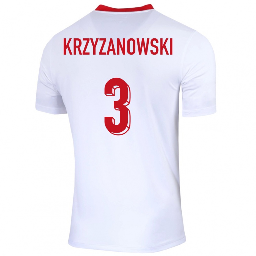 Kandiny Gyermek Lengyelország Jakub Krzyzanowski #3 Fehér Hazai Jersey 24-26 Mez Póló Ing