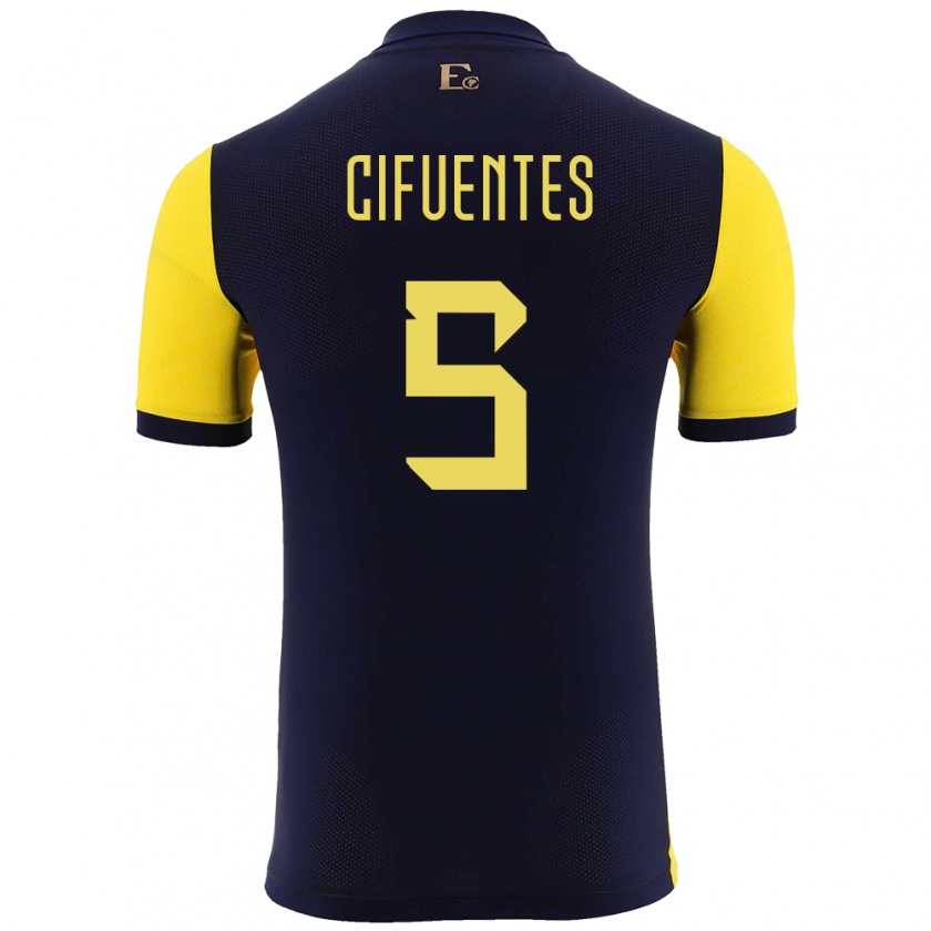 Kandiny Gyermek Ecuador Jose Cifuentes #5 Sárga Hazai Jersey 24-26 Mez Póló Ing