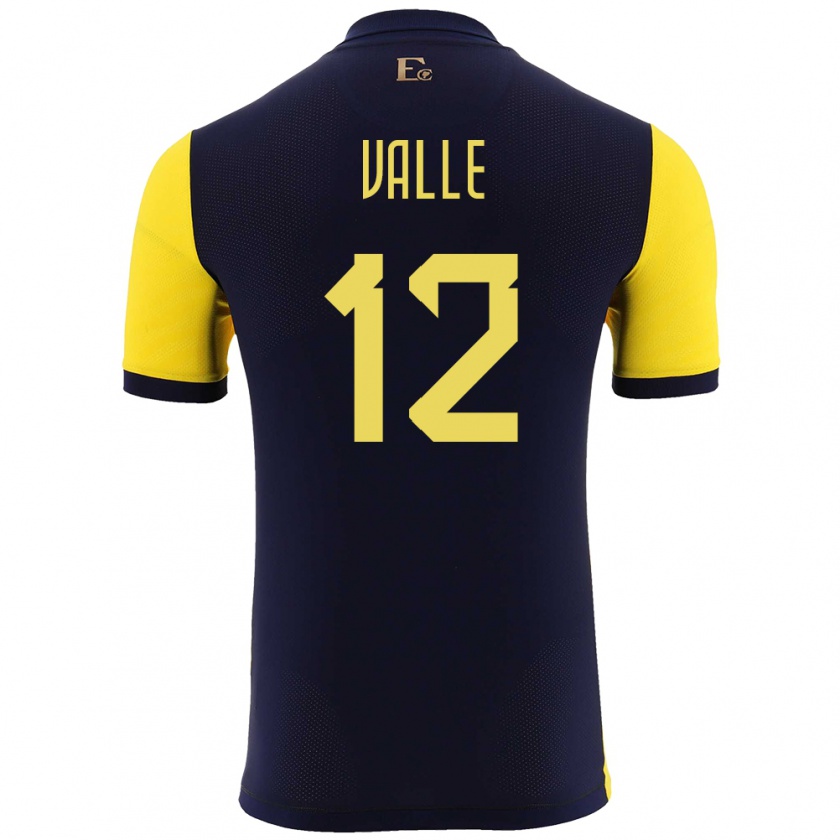 Kandiny Gyermek Ecuador Gonzalo Valle #12 Sárga Hazai Jersey 24-26 Mez Póló Ing