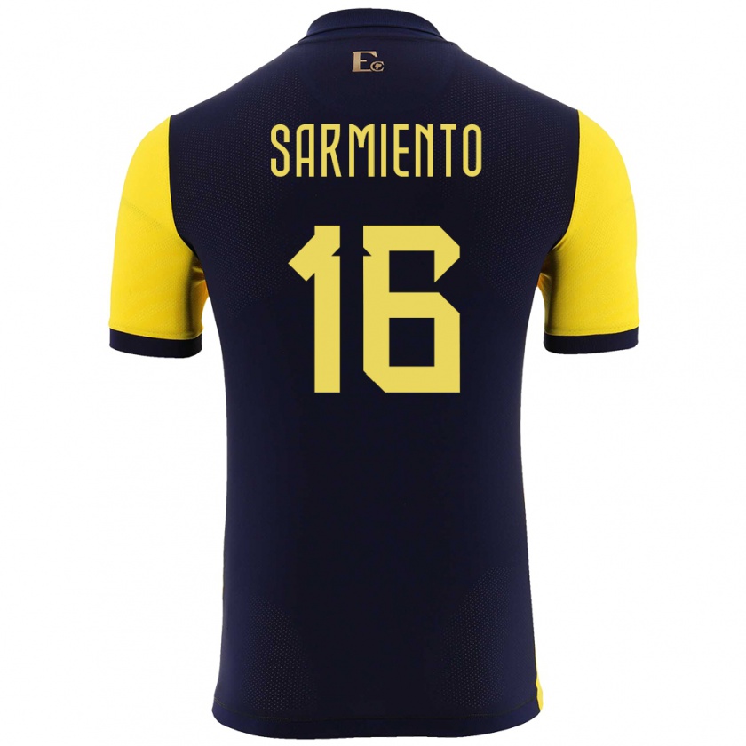 Kandiny Gyermek Ecuador Jeremy Sarmiento #16 Sárga Hazai Jersey 24-26 Mez Póló Ing