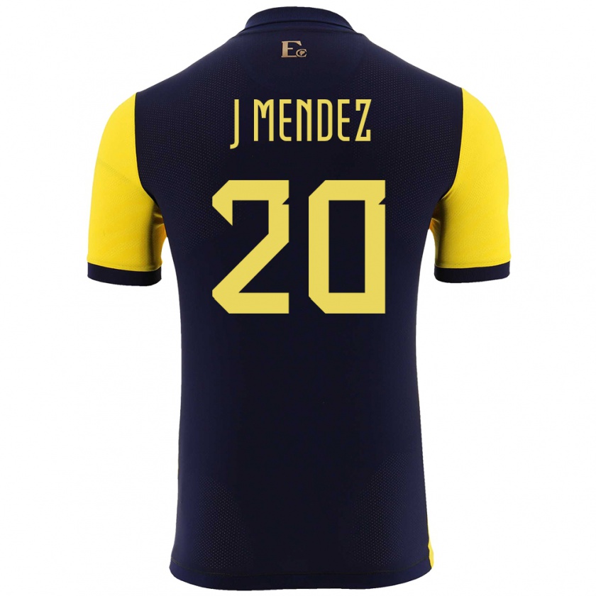 Kandiny Gyermek Ecuador Jhegson Mendez #20 Sárga Hazai Jersey 24-26 Mez Póló Ing