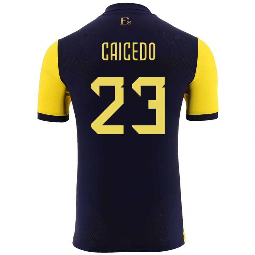 Kandiny Gyermek Ecuador Moises Caicedo #23 Sárga Hazai Jersey 24-26 Mez Póló Ing