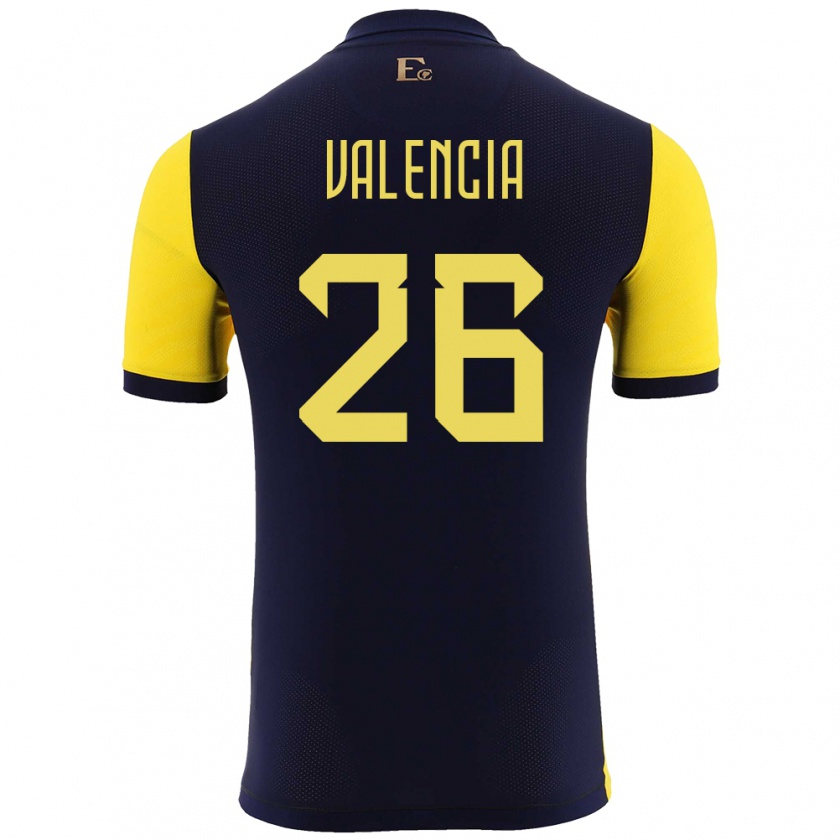 Kandiny Gyermek Ecuador Anthony Valencia #26 Sárga Hazai Jersey 24-26 Mez Póló Ing