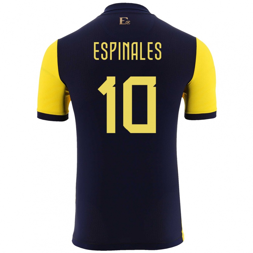 Kandiny Gyermek Ecuador Joselyn Espinales #10 Sárga Hazai Jersey 24-26 Mez Póló Ing