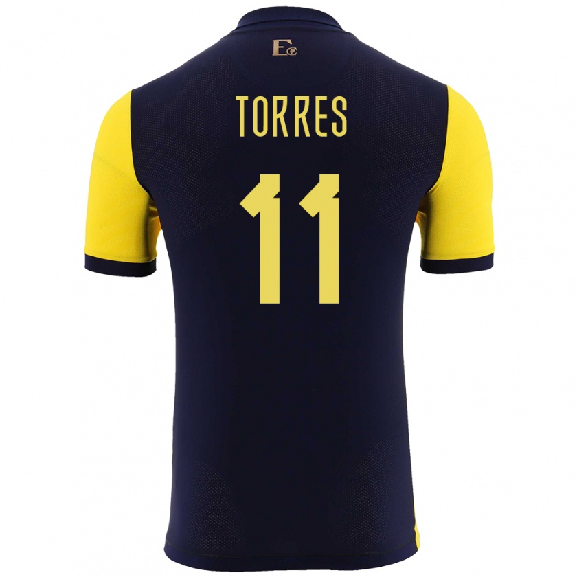 Kandiny Gyermek Ecuador Ambar Torres #11 Sárga Hazai Jersey 24-26 Mez Póló Ing