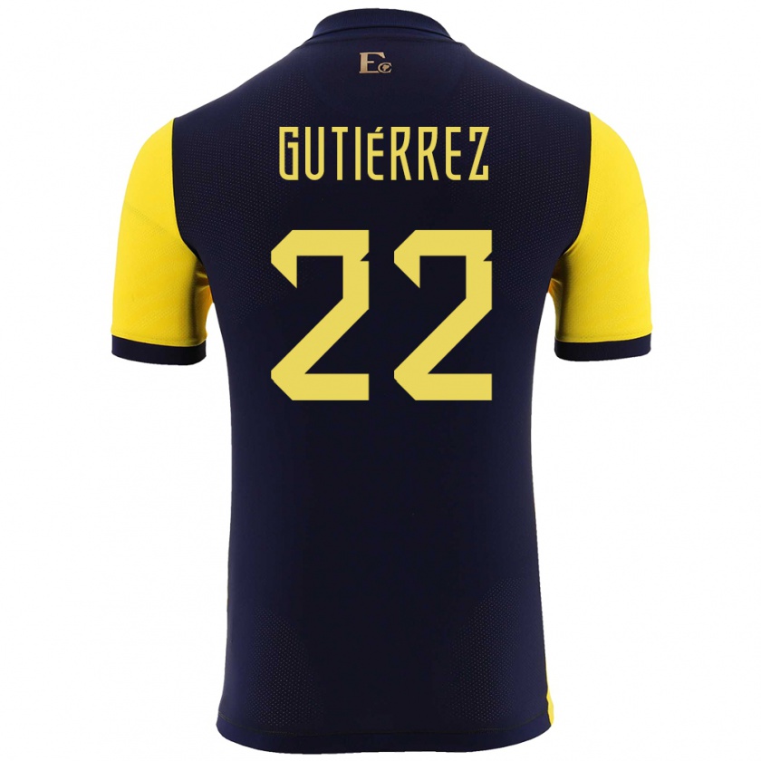 Kandiny Gyermek Ecuador Melanie Gutierrez #22 Sárga Hazai Jersey 24-26 Mez Póló Ing