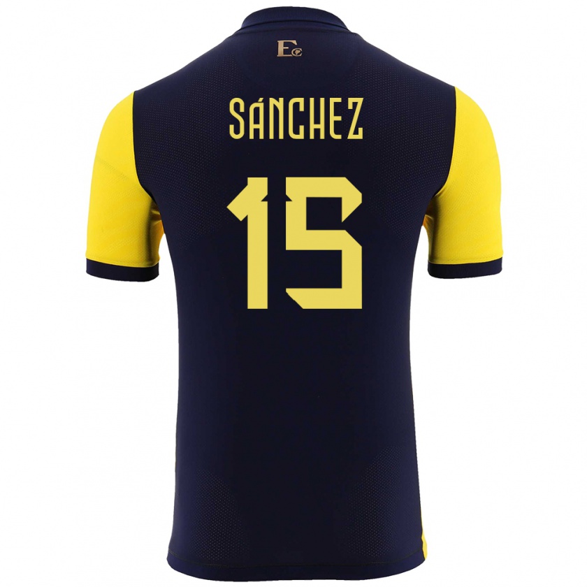 Kandiny Gyermek Ecuador Juan Sanchez #15 Sárga Hazai Jersey 24-26 Mez Póló Ing