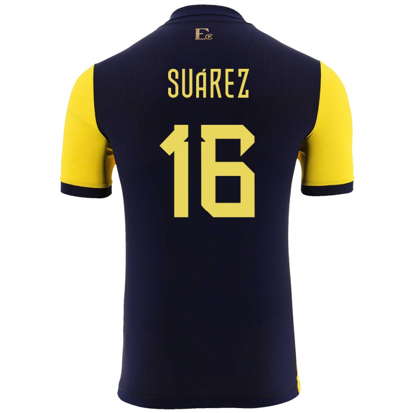 Kandiny Gyermek Ecuador Ariel Suarez #16 Sárga Hazai Jersey 24-26 Mez Póló Ing