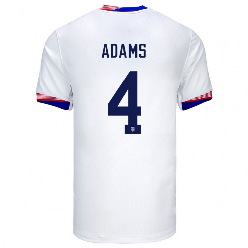 Kandiny Gyermek Egyesült Államok Tyler Adams #4 Fehér Hazai Jersey 24-26 Mez Póló Ing