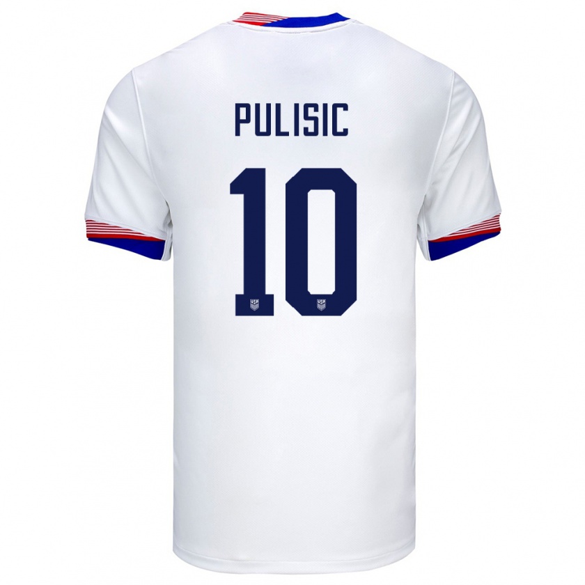 Kandiny Gyermek Egyesült Államok Christian Pulisic #10 Fehér Hazai Jersey 24-26 Mez Póló Ing