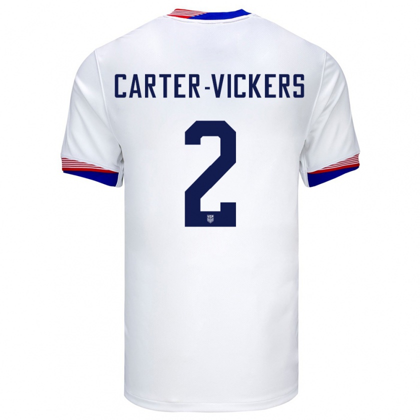 Kandiny Gyermek Egyesült Államok Cameron Carter-Vickers #2 Fehér Hazai Jersey 24-26 Mez Póló Ing