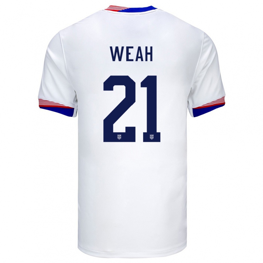 Kandiny Gyermek Egyesült Államok Timothy Weah #21 Fehér Hazai Jersey 24-26 Mez Póló Ing