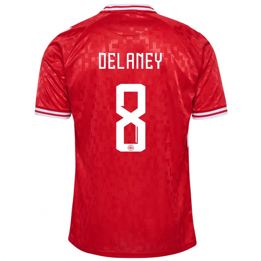 Kandiny Gyermek Dánia Thomas Delaney #8 Piros Hazai Jersey 24-26 Mez Póló Ing