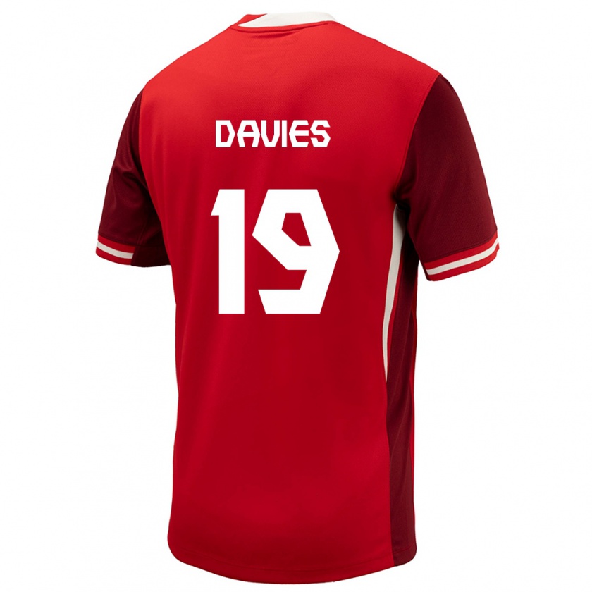 Kandiny Gyermek Kanada Alphonso Davies #19 Piros Hazai Jersey 24-26 Mez Póló Ing