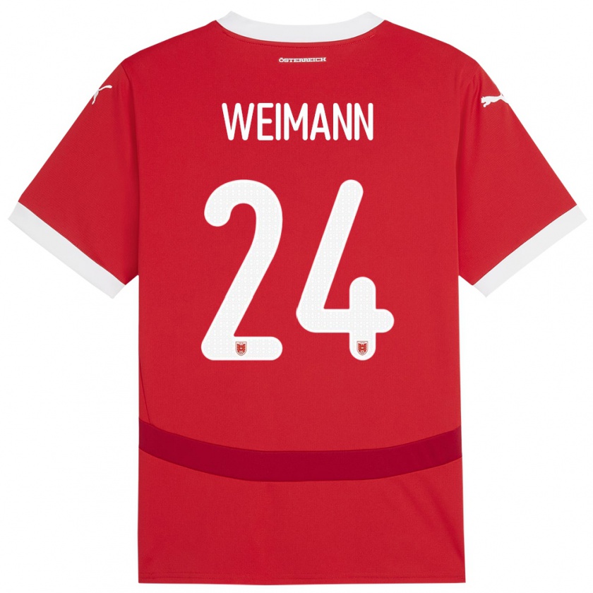 Kandiny Gyermek Ausztria Andreas Weimann #24 Piros Hazai Jersey 24-26 Mez Póló Ing