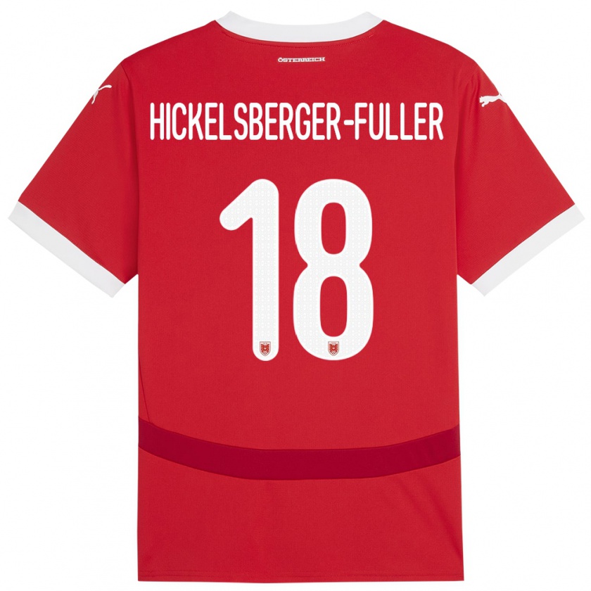 Kandiny Gyermek Ausztria Julia Hickelsberger-Füller #18 Piros Hazai Jersey 24-26 Mez Póló Ing