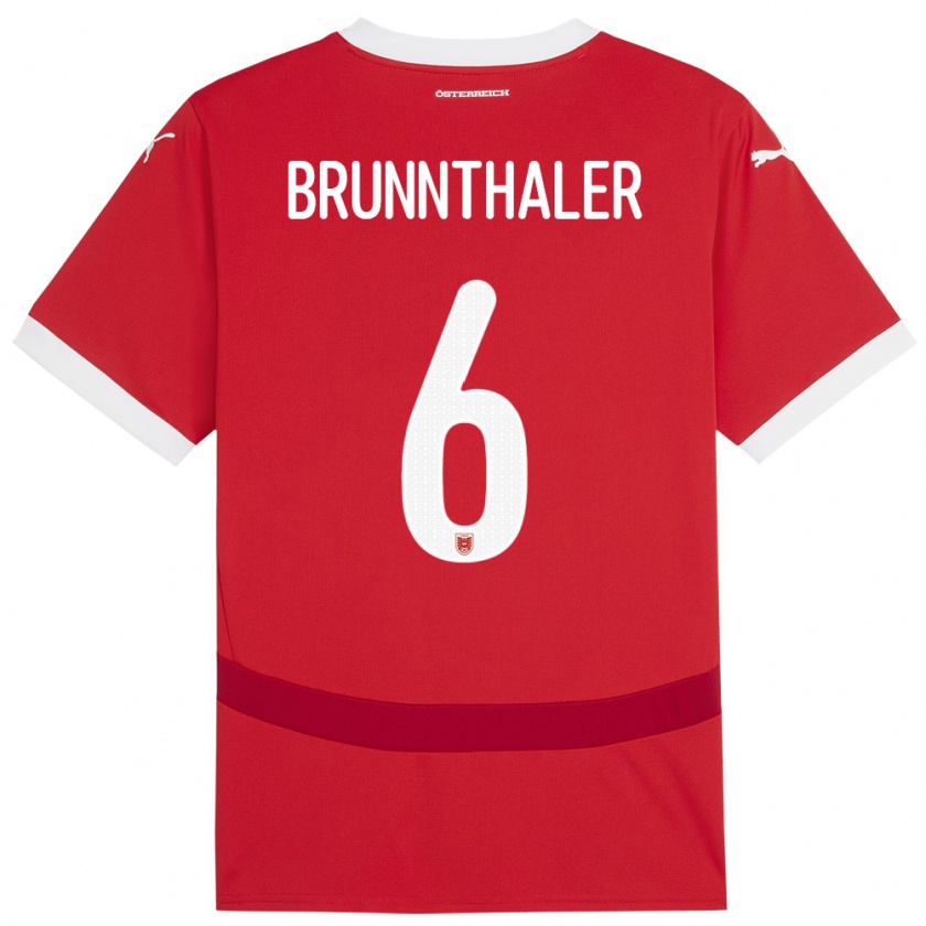 Kandiny Gyermek Ausztria Melanie Brunnthaler #6 Piros Hazai Jersey 24-26 Mez Póló Ing