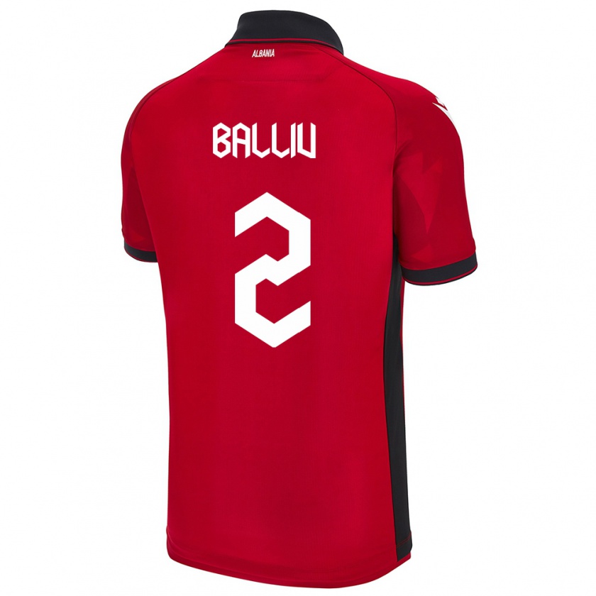 Kandiny Gyermek Albania Iván Balliu #2 Piros Hazai Jersey 24-26 Mez Póló Ing